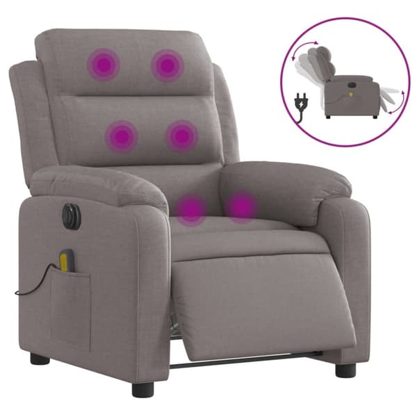 Elektrisk massagefåtölj taupe tyg