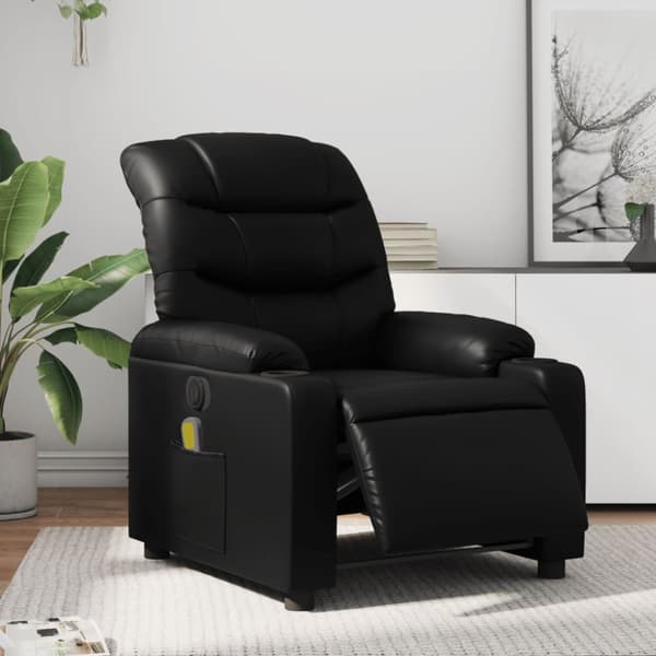 Elektrisk massagefåtölj svart konstläder