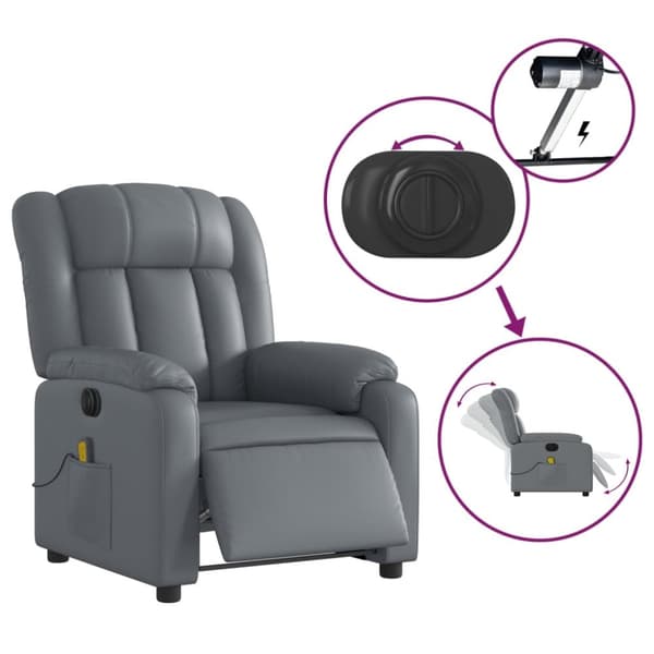 Elektrisk massagefåtölj grå konstläder