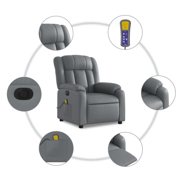 Elektrisk massagefåtölj grå konstläder