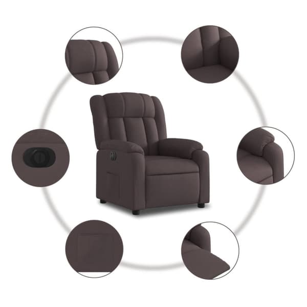 Elektrisk reclinerfåtölj mörkbrun tyg