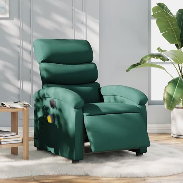 Elektrisk massagefåtölj mörkgrön tyg