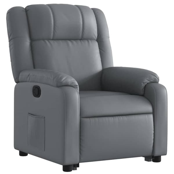 Reclinerfåtölj med uppresningshjälp grå konstläder