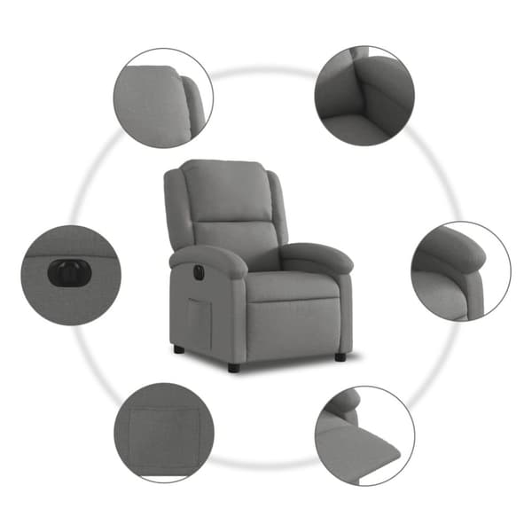 Elektrisk reclinerfåtölj mörkgrå tyg