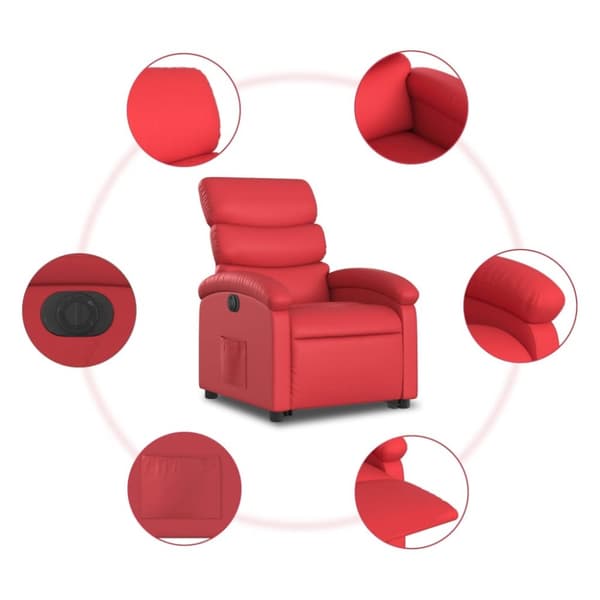 Reclinerfåtölj med uppresningshjälp röd konstläder