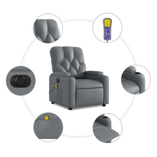 Elektrisk massagefåtölj grå konstläder