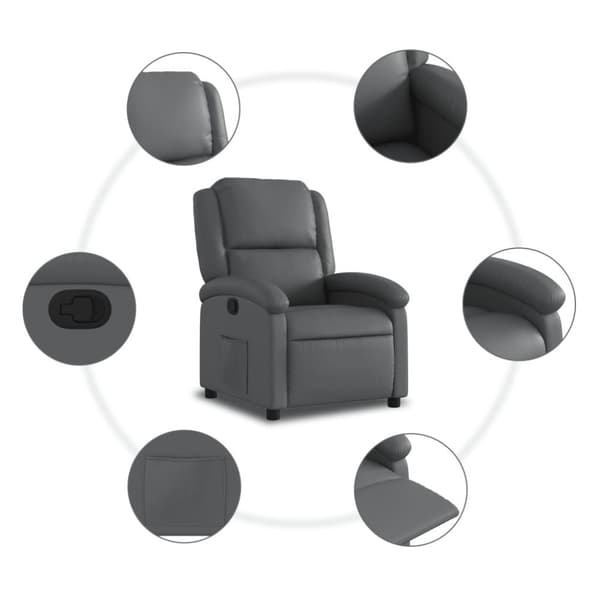 Reclinerfåtölj grå konstläder