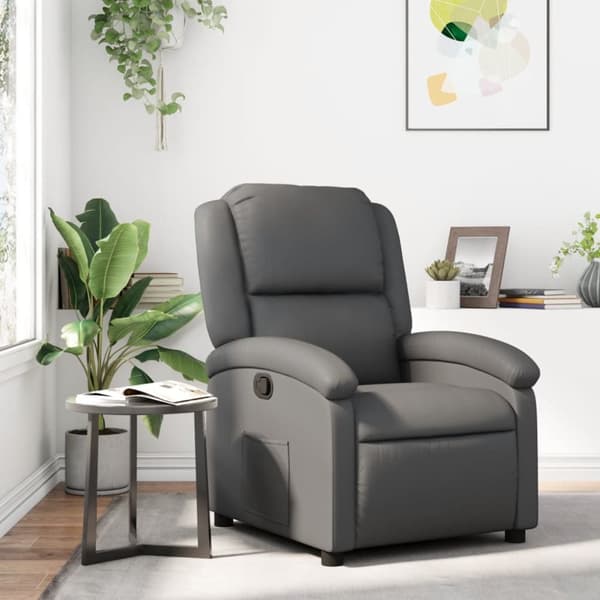 Reclinerfåtölj grå konstläder