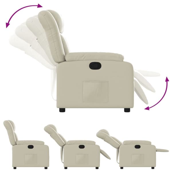 Reclinerfåtölj gräddvit konstläder