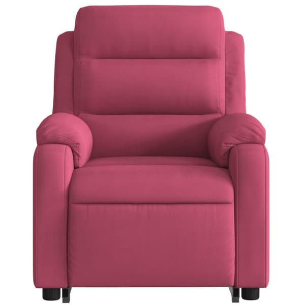 massagestol med løftefunktion velour vinrød