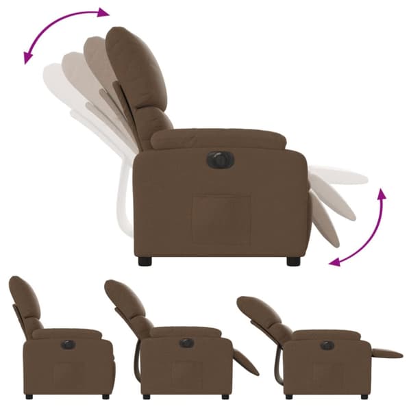 Elektrisk reclinerfåtölj Brun tyg