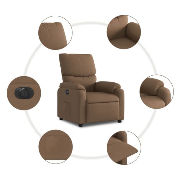 Elektrisk reclinerfåtölj Brun tyg