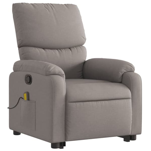 Massagefåtölj med uppresningshjälp taupe tyg