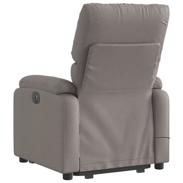 Massagefåtölj med uppresningshjälp taupe tyg