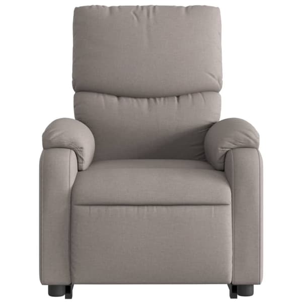 Massagefåtölj med uppresningshjälp taupe tyg