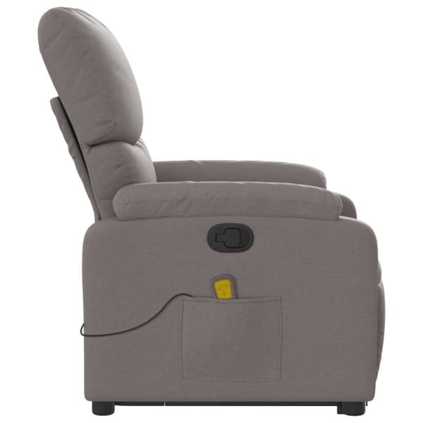Massagefåtölj med uppresningshjälp taupe tyg