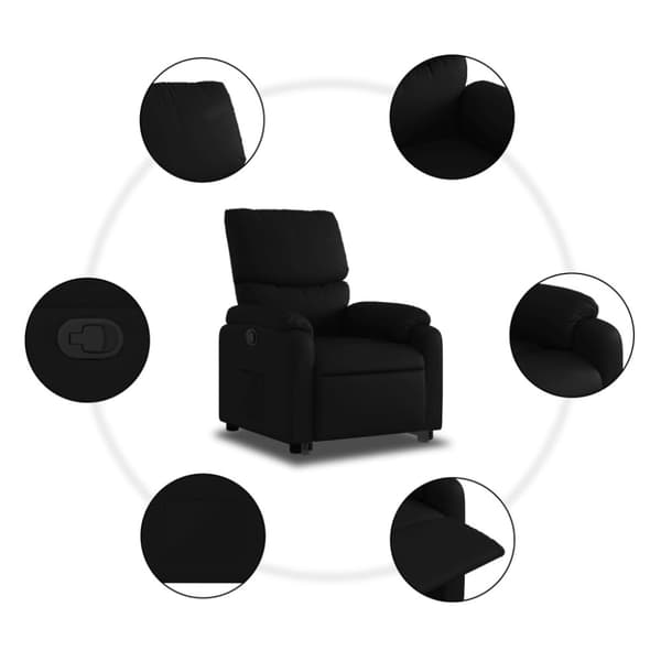 Reclinerfåtölj med uppresningshjälp svart konstläder