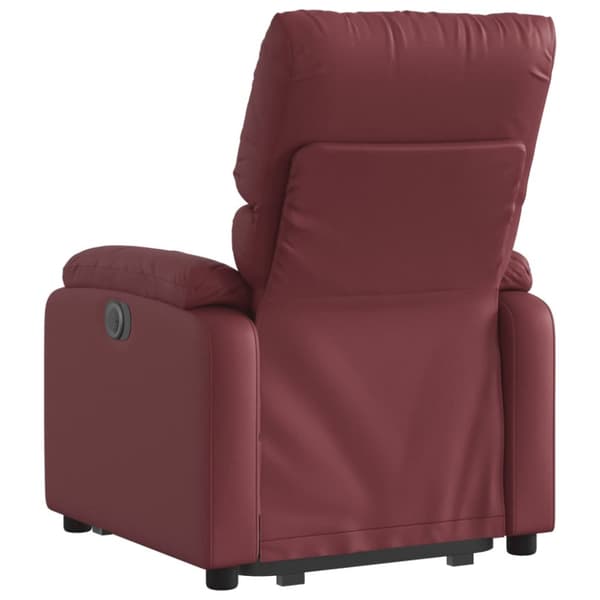 Reclinerfåtölj med uppresningshjälp vinröd konstläder