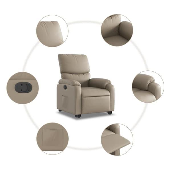 Reclinerfåtölj med uppresningshjälp cappuccino konstläder