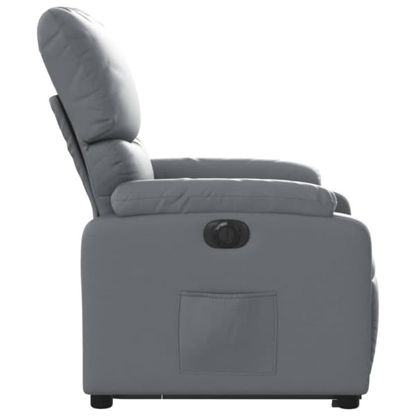 Reclinerfåtölj med uppresningshjälp grå konstläder