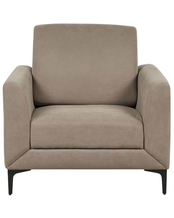 Lænestol Taupe Polyester Stuestol med Armlæn til Stuen Bred Hvilestol Polstret Design Møbel