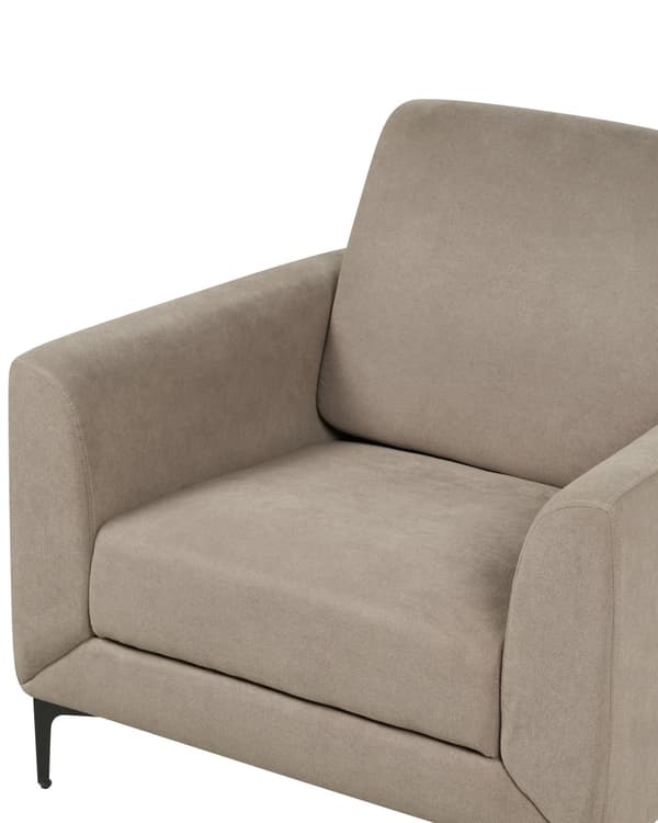 Lænestol Taupe Polyester Stuestol med Armlæn til Stuen Bred Hvilestol Polstret Design Møbel