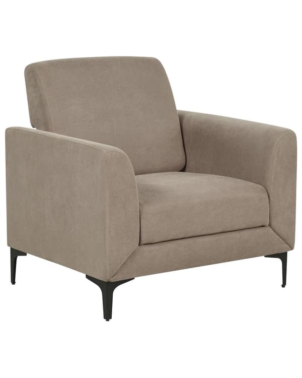 Lænestol Taupe Polyester Stuestol med Armlæn til Stuen Bred Hvilestol Polstret Design Møbel