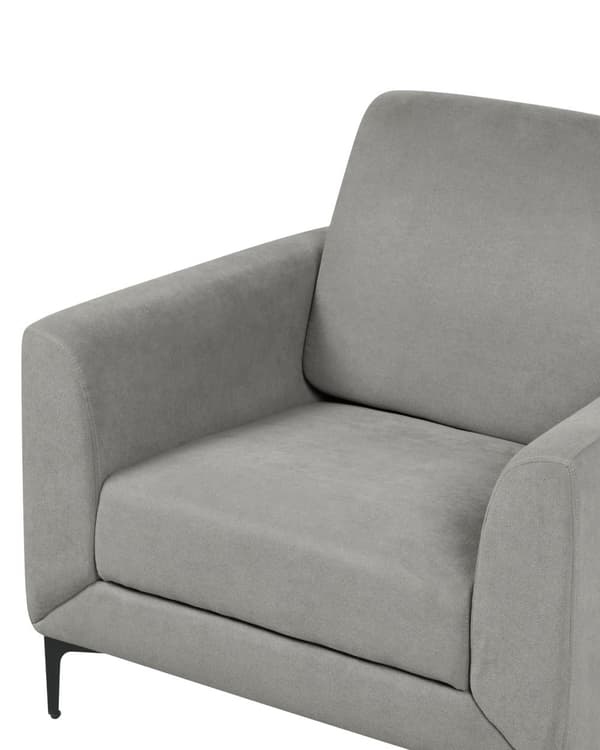 Lænestol Grå Polyester Stuestol med Armlæn til Stuen Bred Hvilestol Polstret Design Møbel