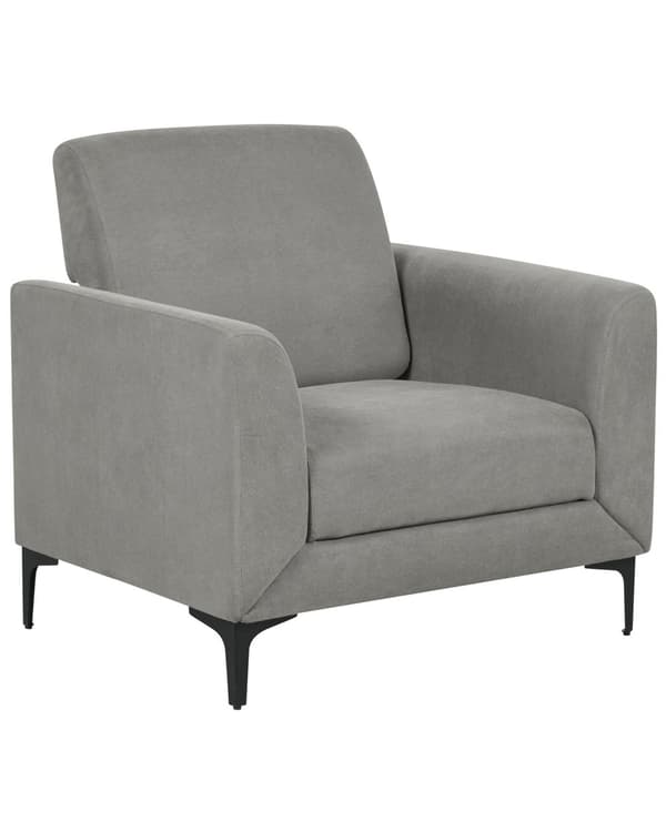 Lænestol Grå Polyester Stuestol med Armlæn til Stuen Bred Hvilestol Polstret Design Møbel