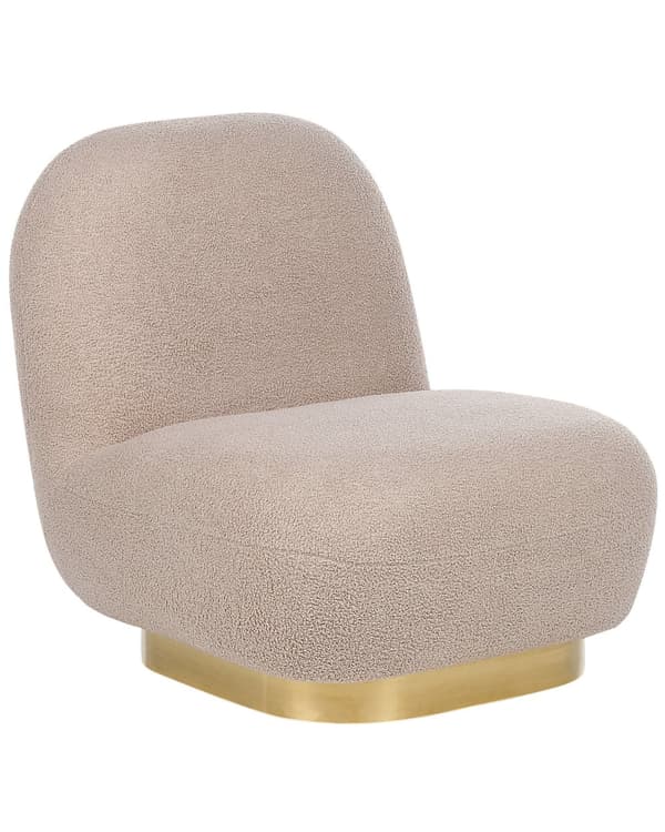 Lænestol Hvid Boucle Stof Blød Guld Base Moderne Glamourøs Stil Stue Soveværelse Værelse