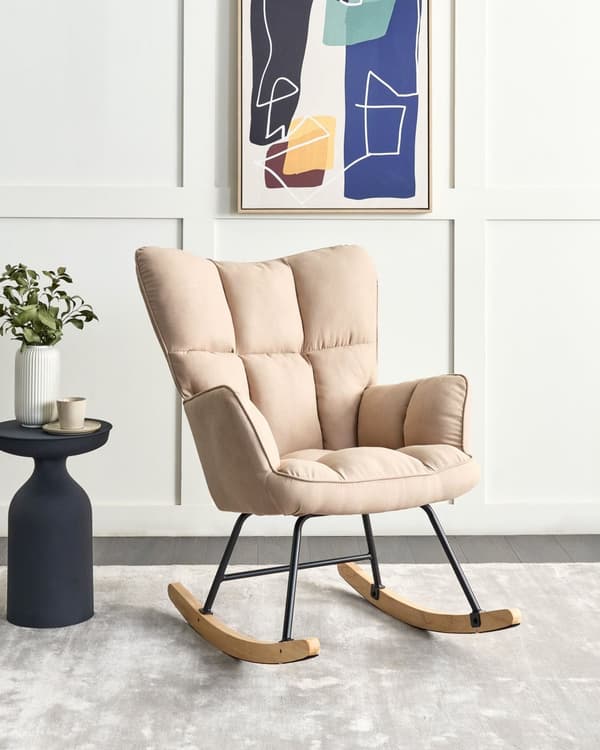 Gyngestol Beige polyesterstoff møbeltrekk Treben Skøyter Moderne Biscuit Tufting