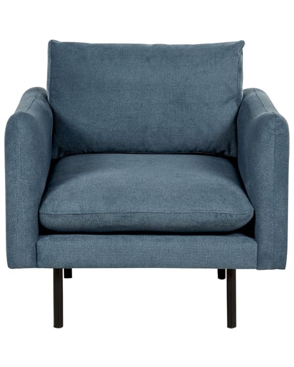 Nojatuoli sininen chenille kangas verhoilu alumiinijalat pehmusteet moderni retro tyyli