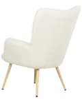 Miniatyrbilde 6 av 11: Hvilestol med ottoman Off White Boucle Stoff Knappet Ensfarget Mønster Retro Stil Stue