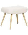 Miniatyrbilde 7 av 11: Hvilestol med ottoman Off White Boucle Stoff Knappet Ensfarget Mønster Retro Stil Stue