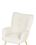 Miniatyrbilde 9 av 11: Hvilestol med ottoman Off White Boucle Stoff Knappet Ensfarget Mønster Retro Stil Stue