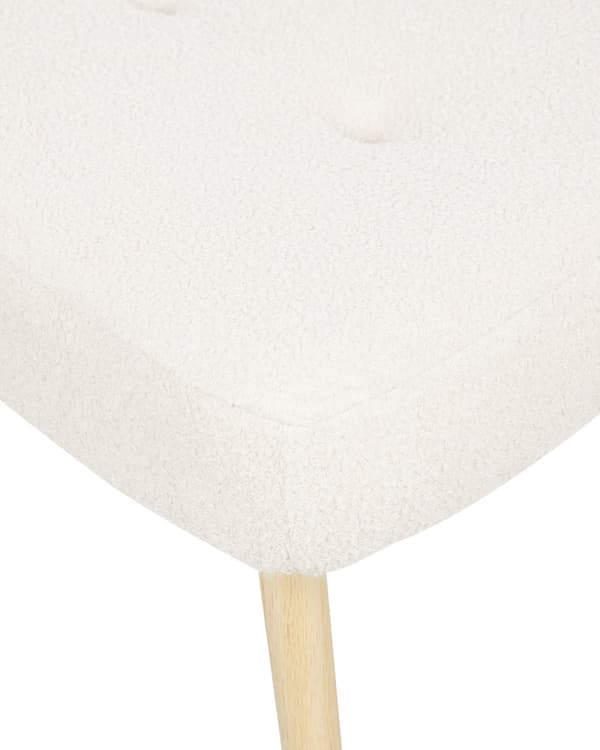 Hvilestol med ottoman Off White Boucle Stoff Knappet Ensfarget Mønster Retro Stil Stue