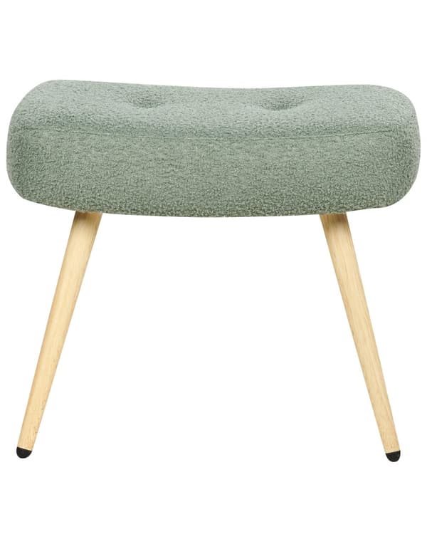 Hvilestol med ottoman Lysegrønn Boucle Stoff Knappet Ensfarget Mønster Retro Stil Stue