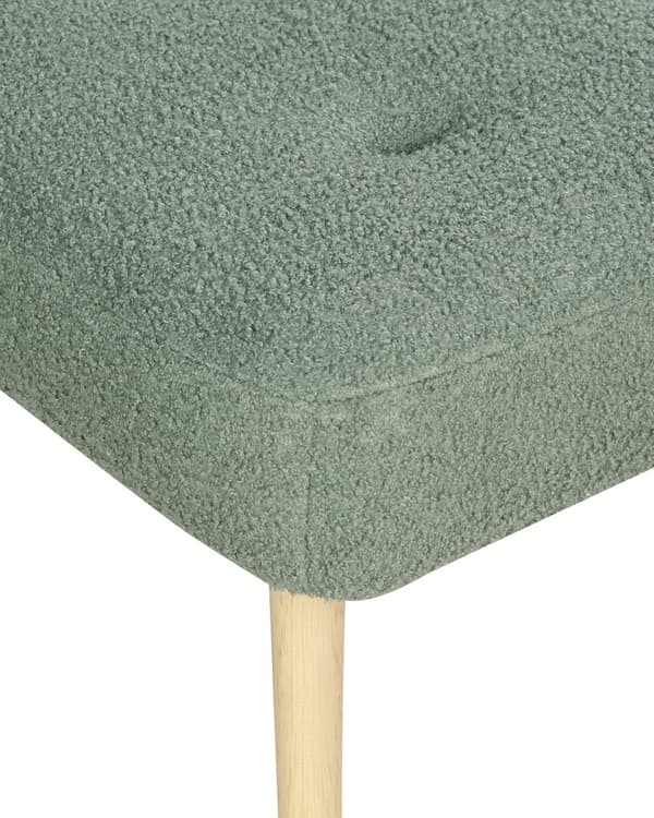 Hvilestol med ottoman Lysegrønn Boucle Stoff Knappet Ensfarget Mønster Retro Stil Stue