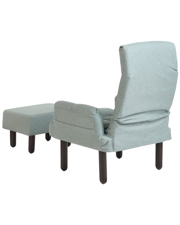 Hvilestol Mintgrå lin 65L x 65W x 94H cm Ottoman Polstrede treben