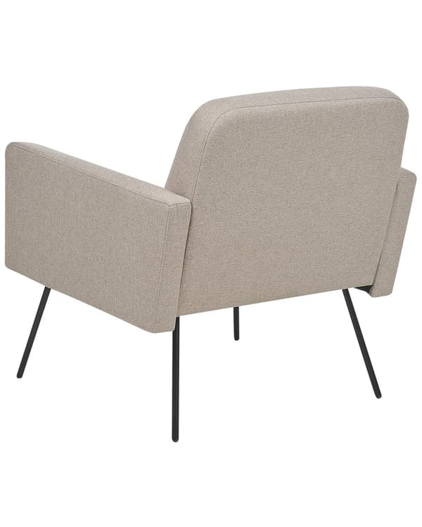 Lenestol Beige møbeltrekk Slanke, svarte metallben Moderne Retro Stue Soverom