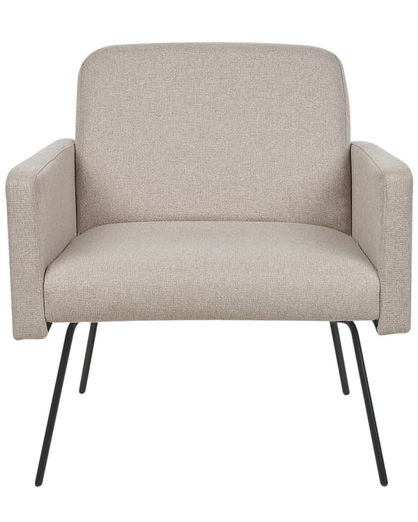 Nojatuoli beige kangasverhoilu puu rauta lattiasuojat moderni retro