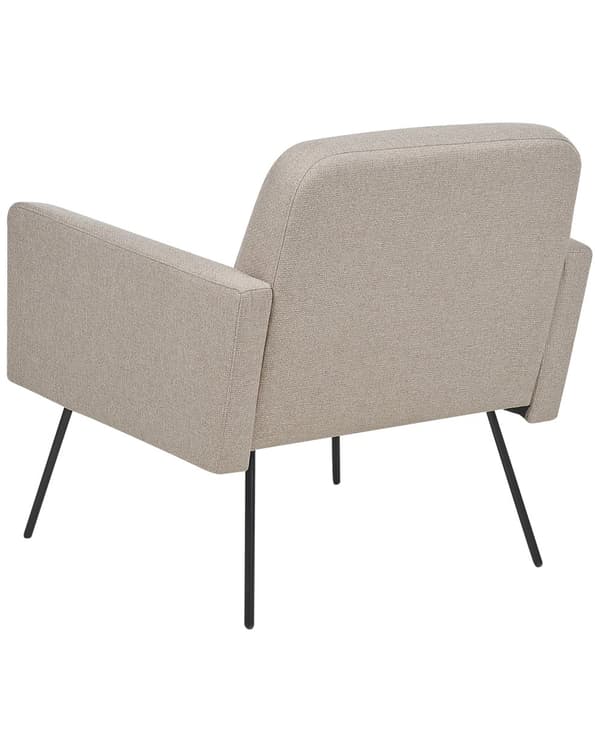 Nojatuoli beige kangasverhoilu puu rauta lattiasuojat moderni retro