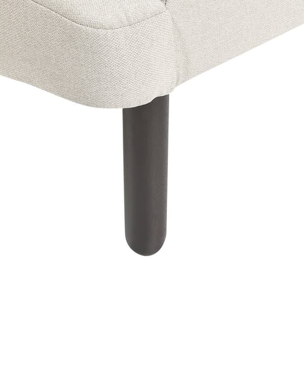 Fåtölj Beige Linne 65L x 65W x 94H cm Ottoman Vadderade Träben