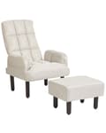 Miniatyrbild 1 av 11: Fåtölj Beige Linne 65L x 65W x 94H cm Ottoman Vadderade Träben