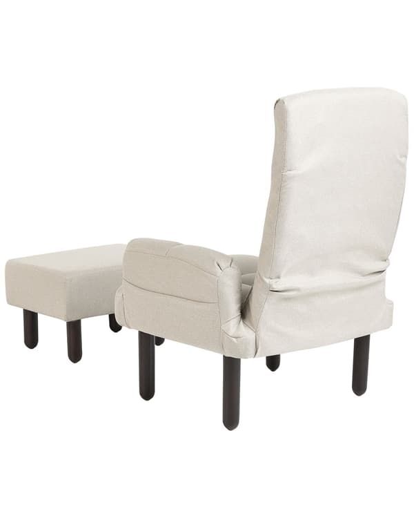 Lænestol i lys beige hørpolstring quiltet med stel justerbart ryglæn retro moderne stil