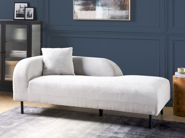 Sjeselong Lysegrå Stoff 2-seters Venstrehånds Pute Retro Minimalistisk
