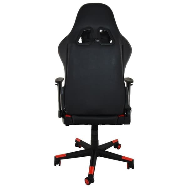 Drejelig kontor-/gamingstol til computer, sort og r?d, lavet af l?der