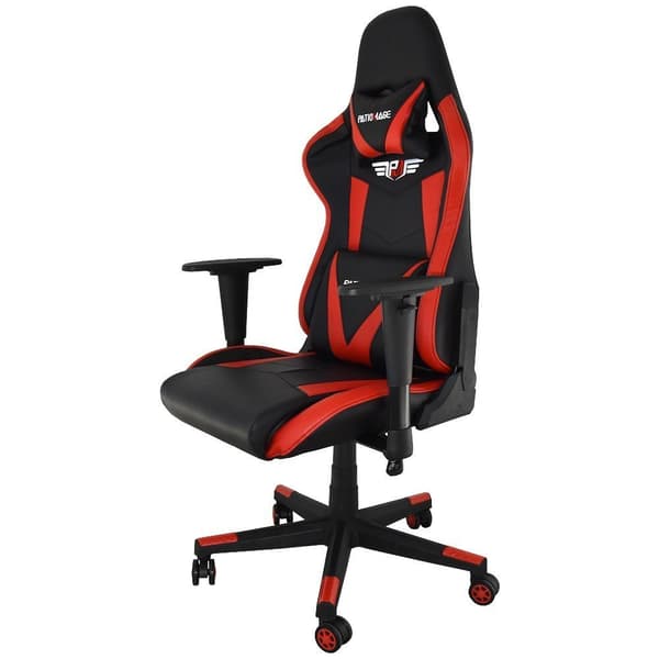 Drejelig kontor-/gamingstol til computer, sort og r?d, lavet af l?der