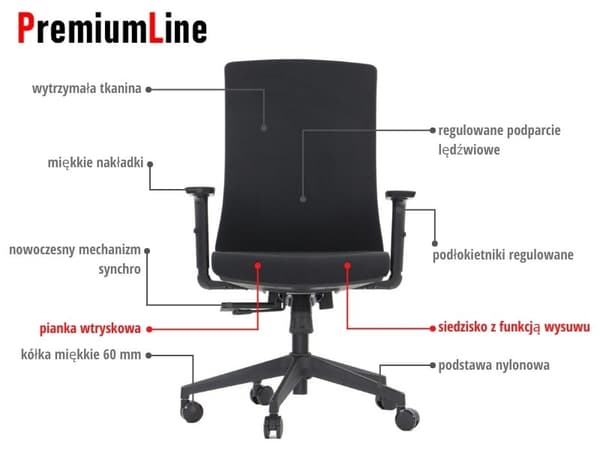 PREMIUM TONO snurrstol, svart, krom underrede