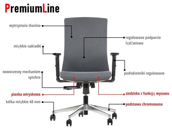 PREMIUM TONO drejestol, grafit, krom understel